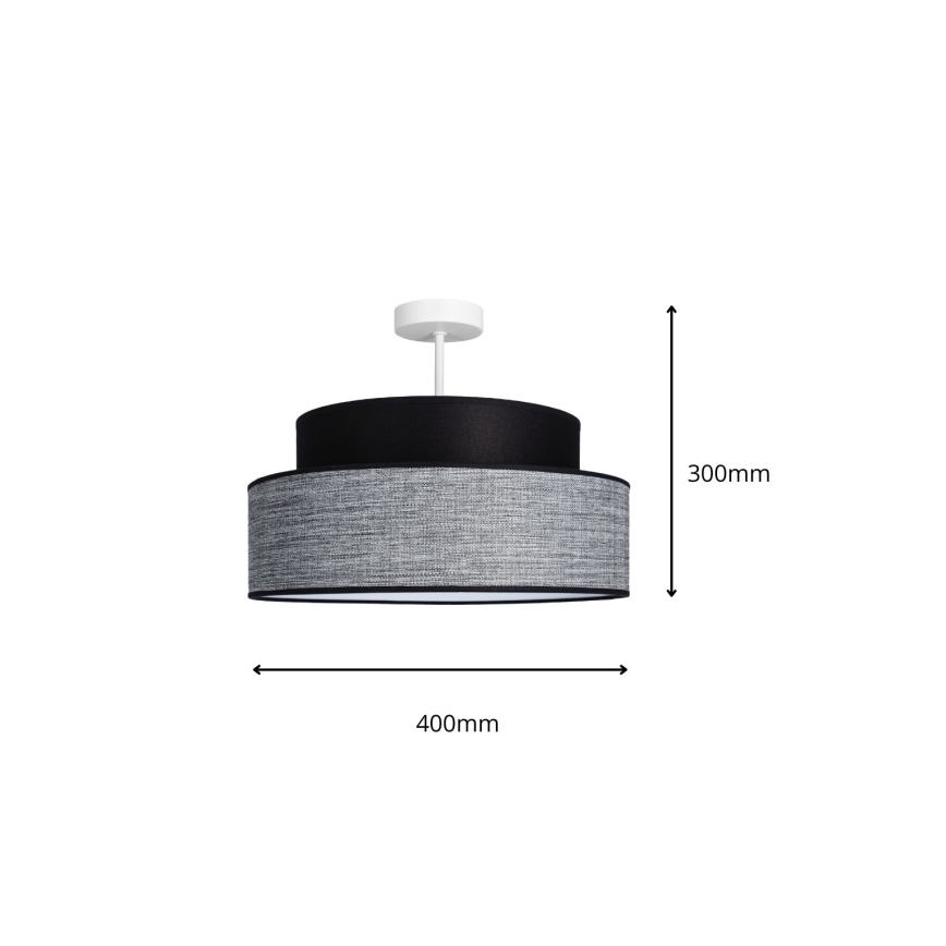 Tvirtinamas sietynas GRACE 1xE27/60W/230V diametras 40 cm juoda/pilka