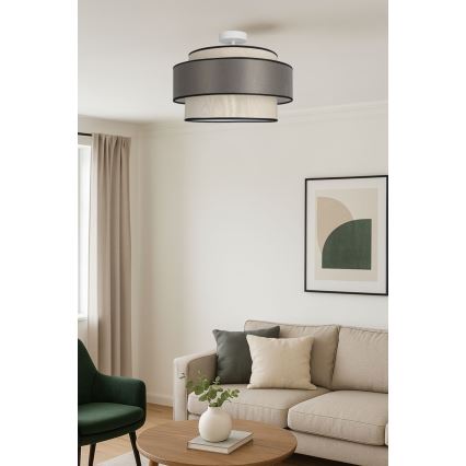 Tvirtinamas sietynas GRACE 1xE27/60W/230V kreminė/pilka