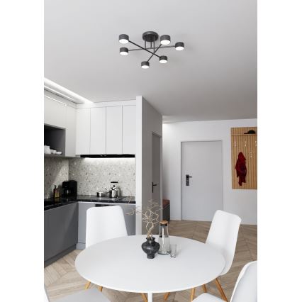Tvirtinamas sietynas HALO 6xGX53/8W/230V juoda