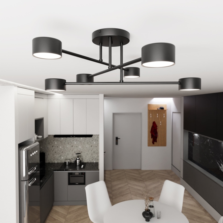Tvirtinamas sietynas HALO 6xGX53/8W/230V juoda