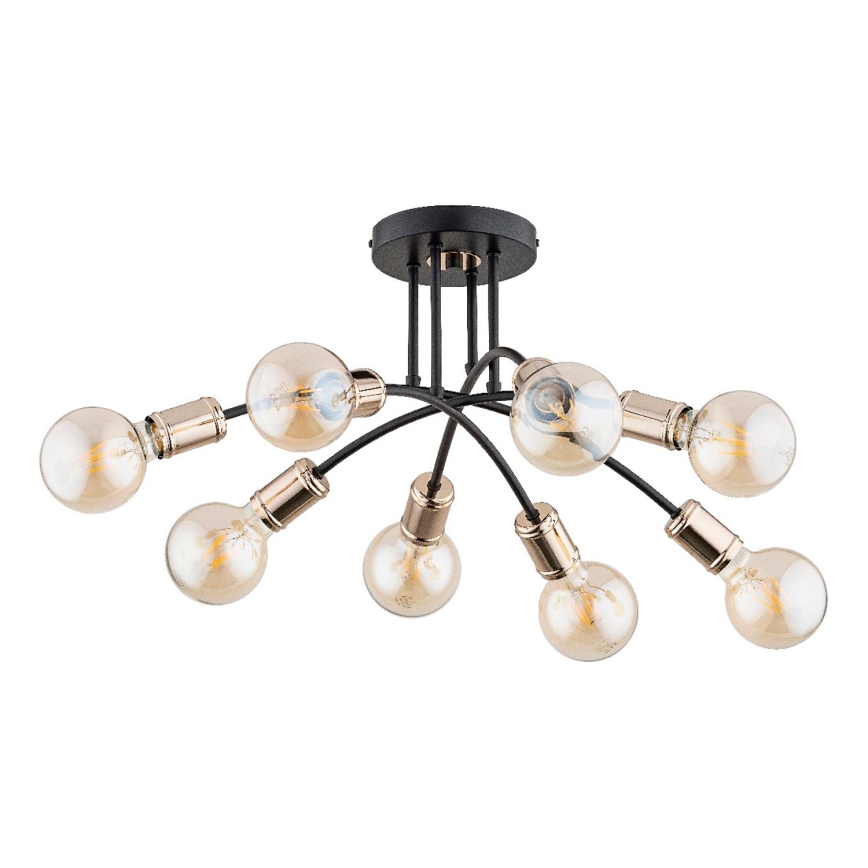 Tvirtinamas sietynas LANTI 8xE27/15W/230V auksas/juoda