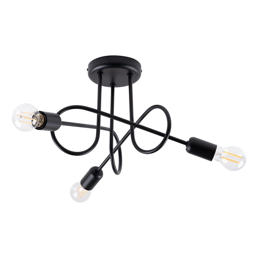 Tvirtinamas sietynas LOOP 3xE27/15W/230V juoda