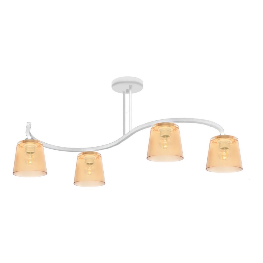 Tvirtinamas sietynas LUCEA 4xE27/15W/230V balta/oranžinė