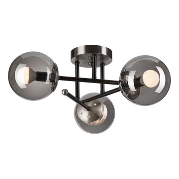 Tvirtinamas sietynas MALENA 3xE14/5W/230V juoda/dūminis