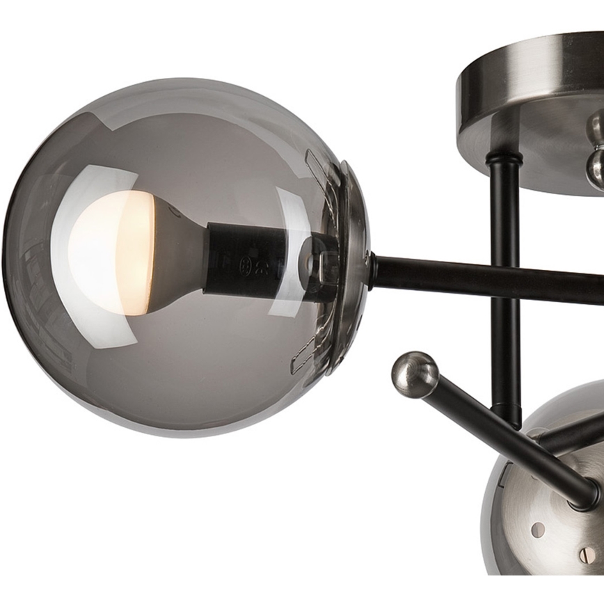 Tvirtinamas sietynas MALENA 3xE14/5W/230V juoda/dūminis