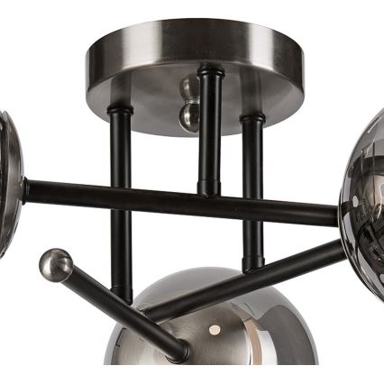 Tvirtinamas sietynas MALENA 3xE14/5W/230V juoda/dūminis
