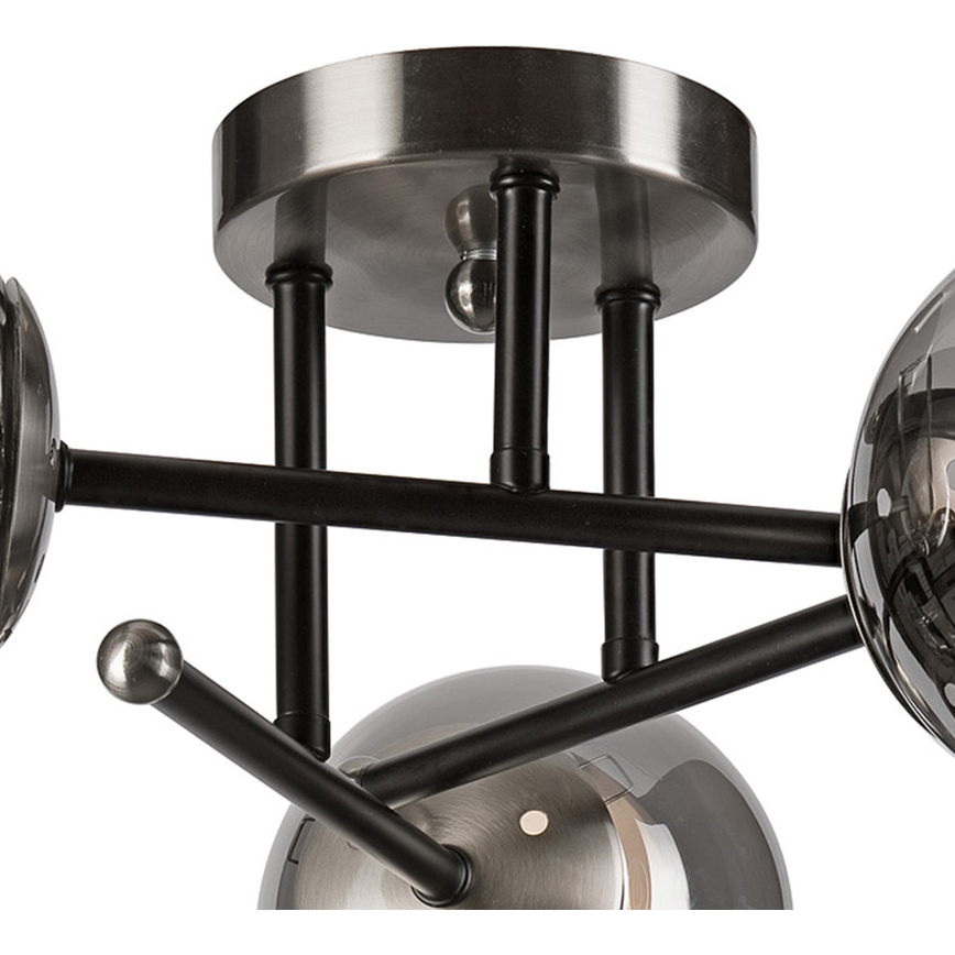 Tvirtinamas sietynas MALENA 3xE14/5W/230V juoda/dūminis