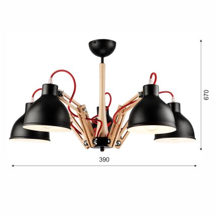 Tvirtinamas sietynas MARCELLO 5xE27/60W/230V bukas - FSC sertifikuota