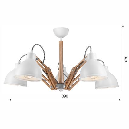 Tvirtinamas sietynas MARCELLO 5xE27/60W/230V - FSC sertifikuota