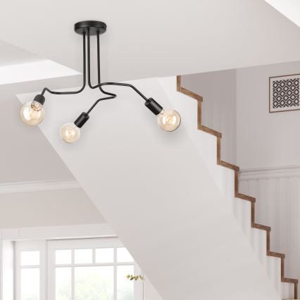 Tvirtinamas sietynas MATYLDA 3xE27/60W/230V juoda