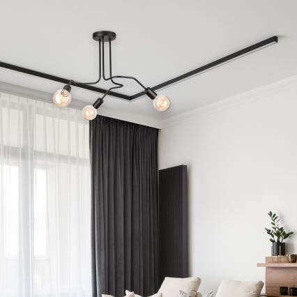 Tvirtinamas sietynas MATYLDA 3xE27/60W/230V juoda