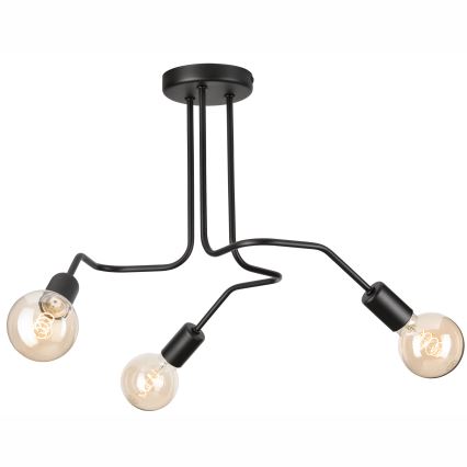 Tvirtinamas sietynas MATYLDA 3xE27/60W/230V juoda