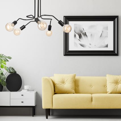 Tvirtinamas sietynas MATYLDA 5xE27/60W/230V juoda
