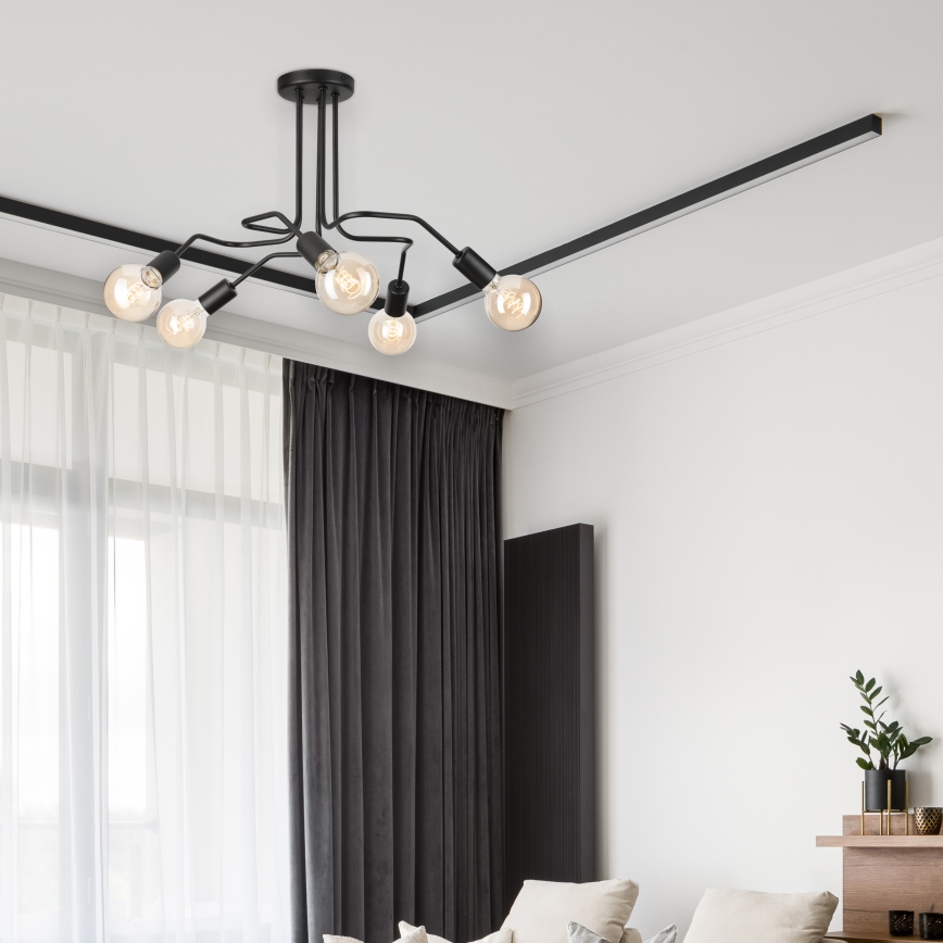 Tvirtinamas sietynas MATYLDA 5xE27/60W/230V juoda