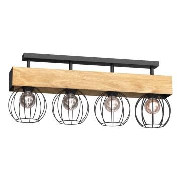 Tvirtinamas sietynas MENTON 4xE27/15W/230V juoda/ruda/ąžuolas