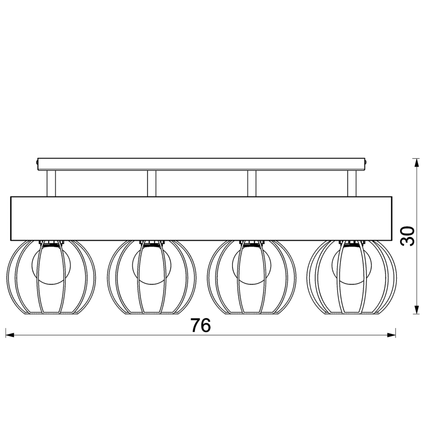 Tvirtinamas sietynas MENTON 4xE27/15W/230V juoda/ruda/ąžuolas
