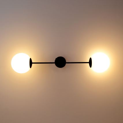 Tvirtinamas sietynas MOON 2xE27/15W/230V juoda