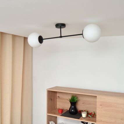 Tvirtinamas sietynas MOON 2xE27/15W/230V juoda