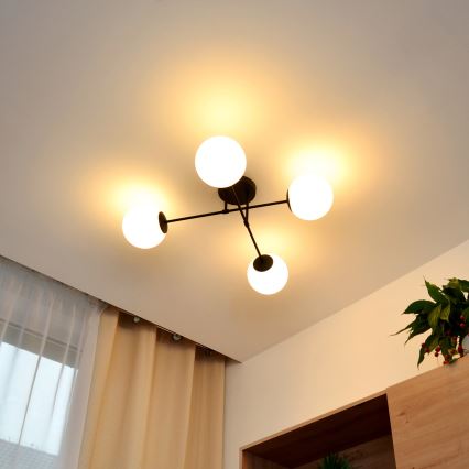 Tvirtinamas sietynas MOON 4xE27/15W/230V juoda