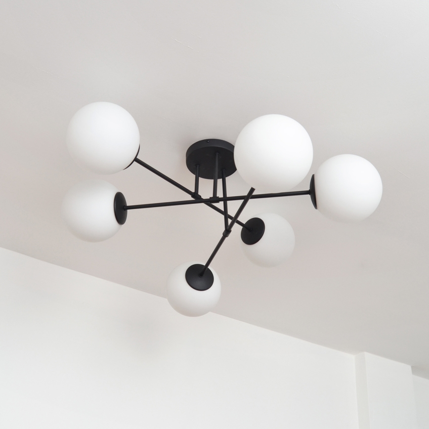 Tvirtinamas sietynas MOON 6xE27/15W/230V juoda