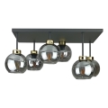 Tvirtinamas sietynas NESSA 6xE27/60W/230V juoda/auksas/dūminis juoda