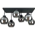 Tvirtinamas sietynas NESSA 6xE27/60W/230V juoda/dūminis juoda
