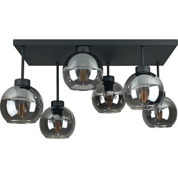 Tvirtinamas sietynas NESSA 6xE27/60W/230V juoda/dūminis juoda