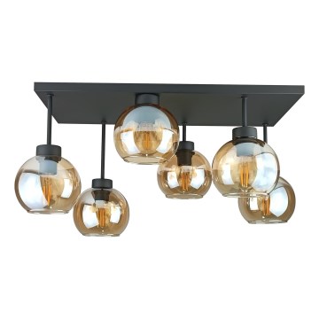 Tvirtinamas sietynas NESSA 6xE27/60W/230V juoda/dūminis smėlio spalva