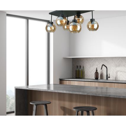 Tvirtinamas sietynas NESSA 6xE27/60W/230V juoda/dūminis smėlio spalva