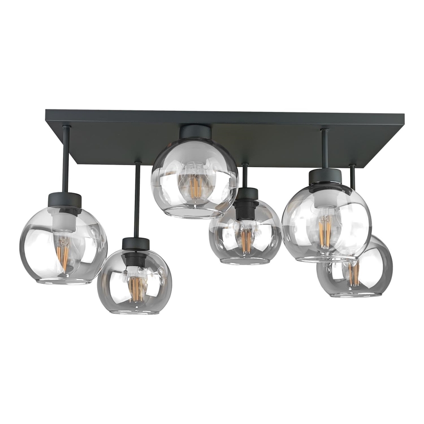 Tvirtinamas sietynas NESSA 6xE27/60W/230V juoda/permatoma