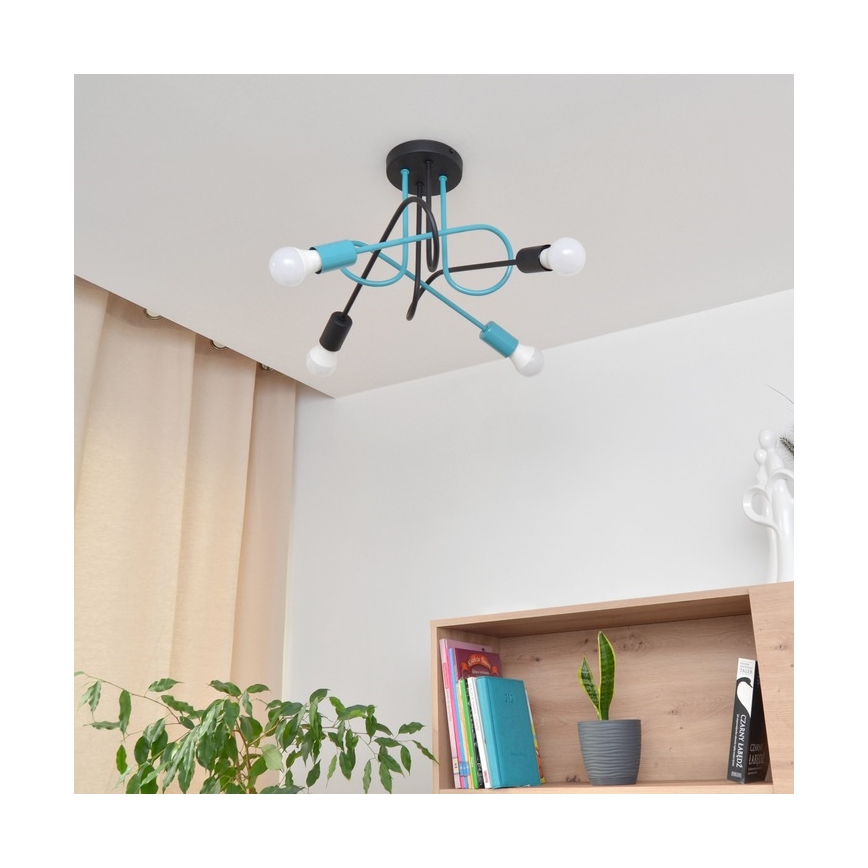Tvirtinamas sietynas OXFORD 4xE27/15W/230V juoda/turkis