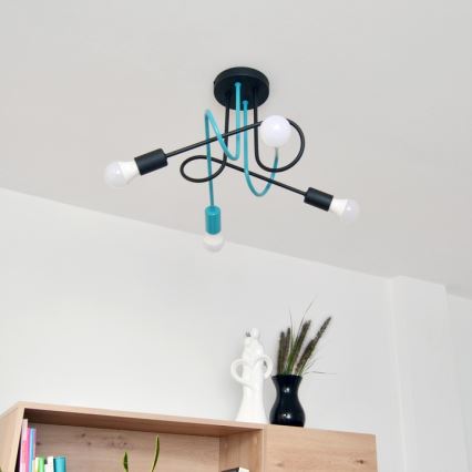Tvirtinamas sietynas OXFORD 4xE27/15W/230V juoda/turkis