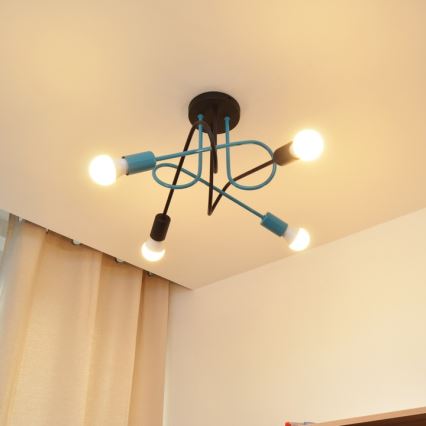 Tvirtinamas sietynas OXFORD 4xE27/15W/230V juoda/turkis