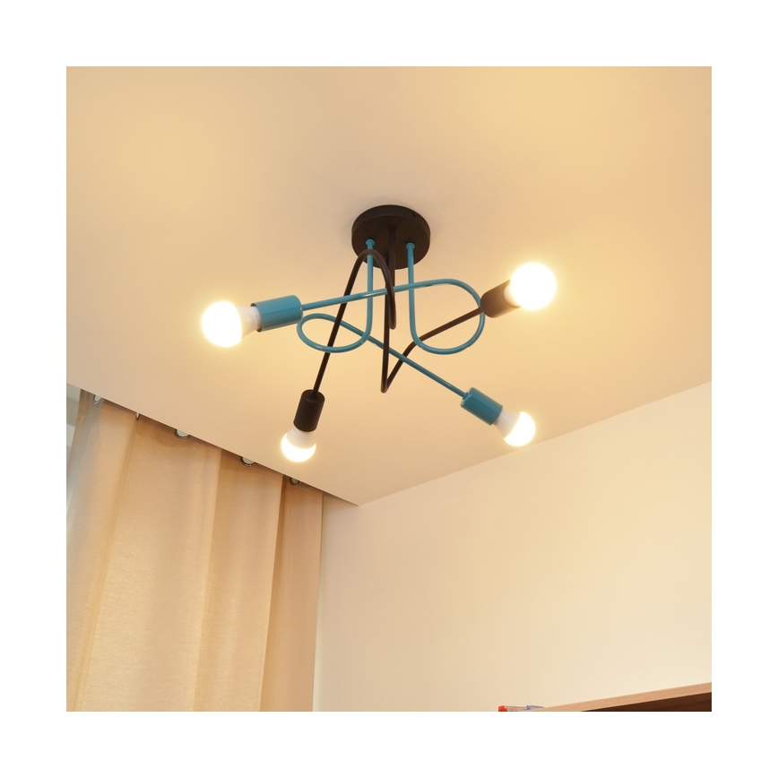 Tvirtinamas sietynas OXFORD 4xE27/15W/230V juoda/turkis