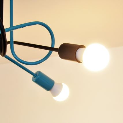 Tvirtinamas sietynas OXFORD 4xE27/15W/230V juoda/turkis