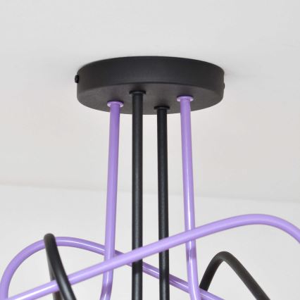 Tvirtinamas sietynas OXFORD 4xE27/15W/230V juoda/violetinė