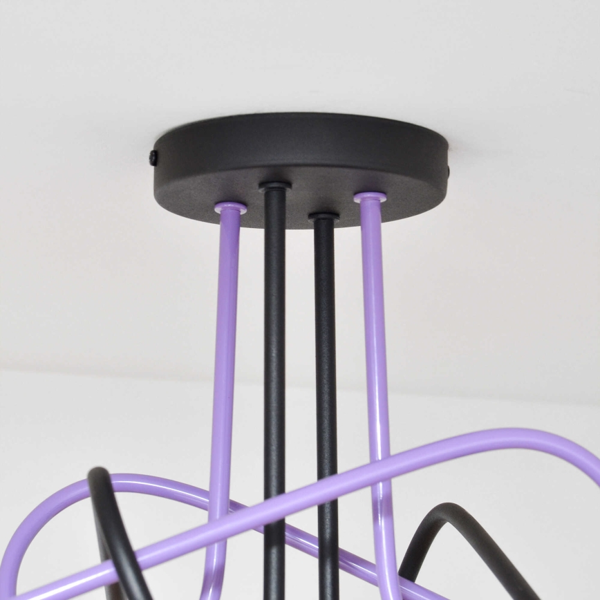 Tvirtinamas sietynas OXFORD 4xE27/15W/230V juoda/violetinė