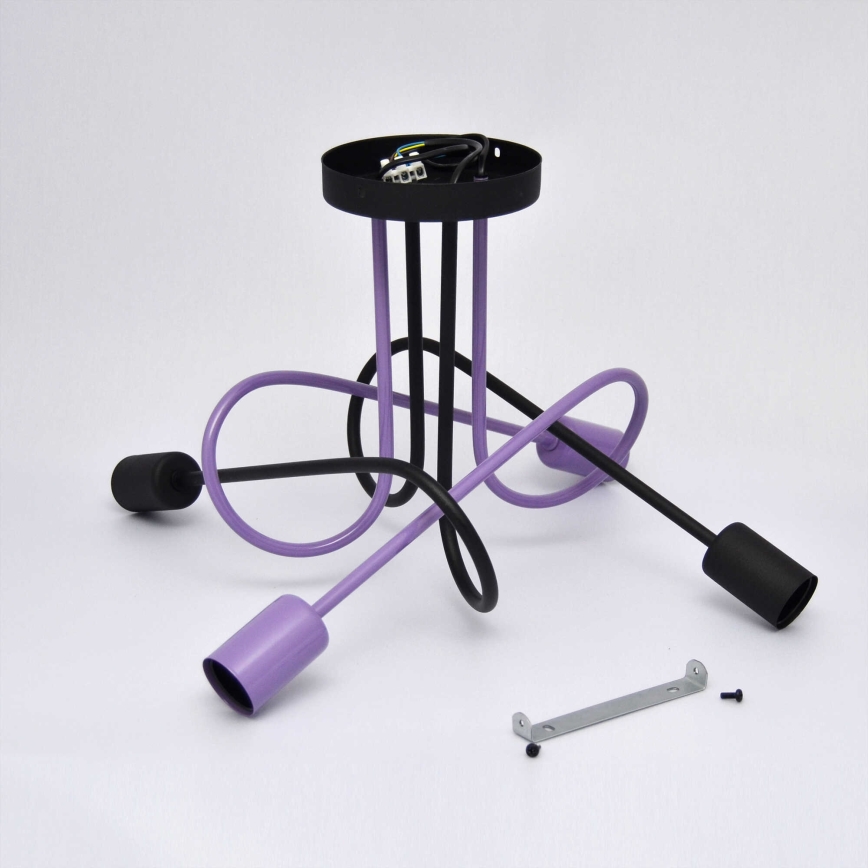 Tvirtinamas sietynas OXFORD 4xE27/15W/230V juoda/violetinė