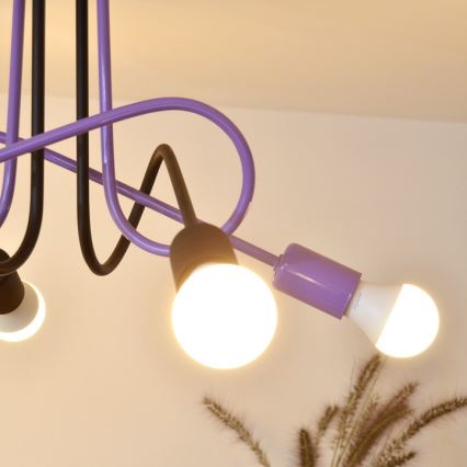 Tvirtinamas sietynas OXFORD 4xE27/15W/230V juoda/violetinė