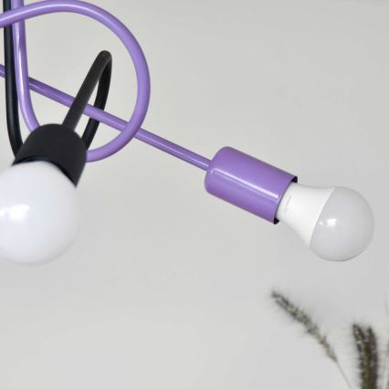 Tvirtinamas sietynas OXFORD 4xE27/15W/230V juoda/violetinė