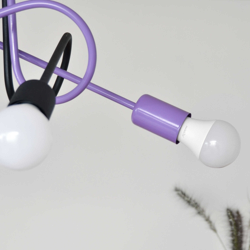 Tvirtinamas sietynas OXFORD 4xE27/15W/230V juoda/violetinė