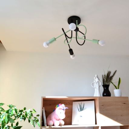 Tvirtinamas sietynas OXFORD 4xE27/15W/230V juoda/žalia