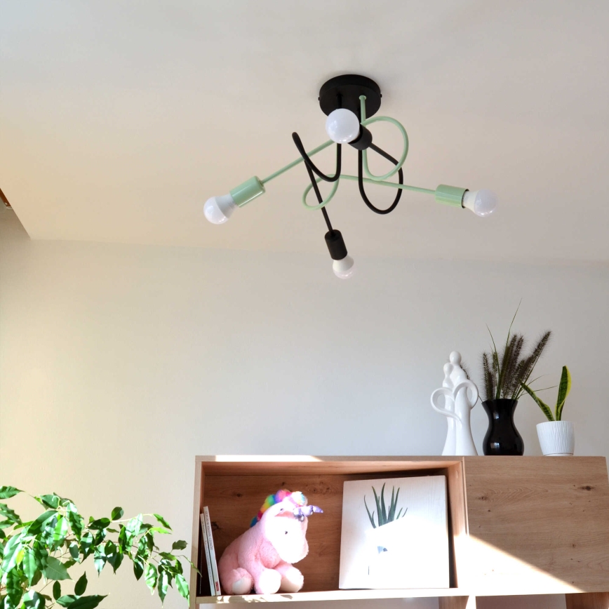Tvirtinamas sietynas OXFORD 4xE27/15W/230V juoda/žalia