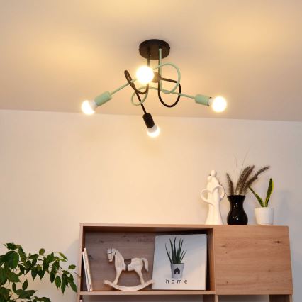 Tvirtinamas sietynas OXFORD 4xE27/15W/230V juoda/žalia