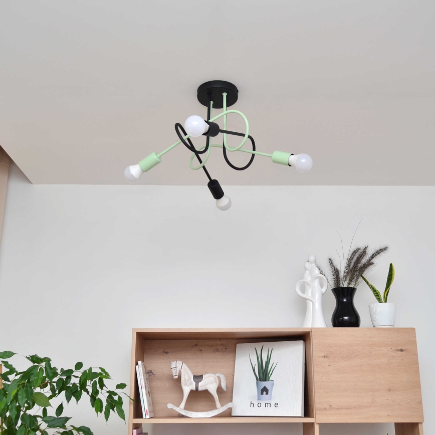 Tvirtinamas sietynas OXFORD 4xE27/15W/230V juoda/žalia