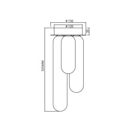 Tvirtinamas sietynas PAX 3xG9/9W/230V auksas