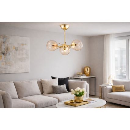 Tvirtinamas sietynas PRIMERY 5xE14/10W/230V auksas