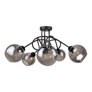 Tvirtinamas sietynas RIN 5xE27/60W/230V juoda/dūminis