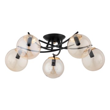 Tvirtinamas sietynas SAVI 5xE14/10W/230V juoda/auksas