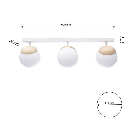 Tvirtinamas sietynas SFERA WOOD 3xE14/40W/230V